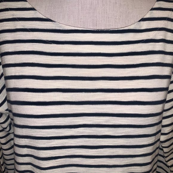 Soft Surroundings Left Blank Striped Embroidered Lace Hem LS Dress Small - Picture 2 of 7